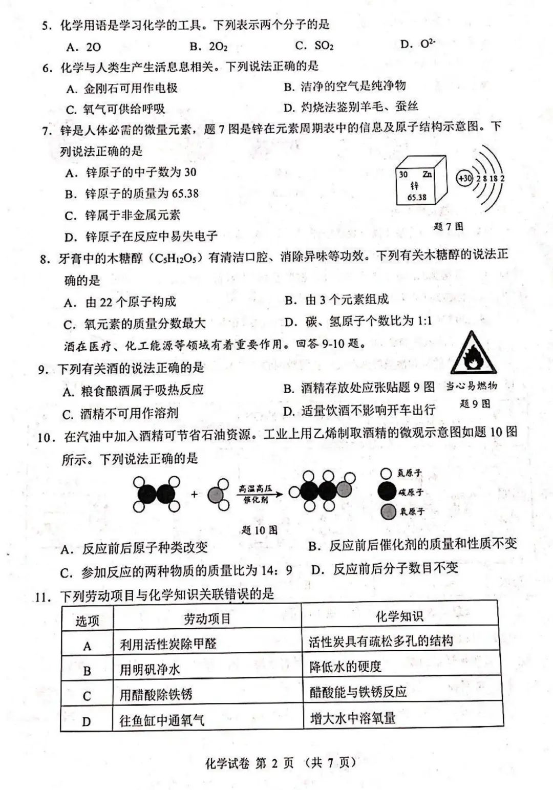 中考化学 | 2024年5月广东省佛山市二模测试卷含答案 第4张