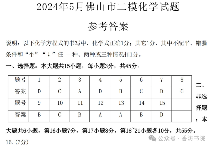 中考化学 | 2024年5月广东省佛山市二模测试卷含答案 第14张