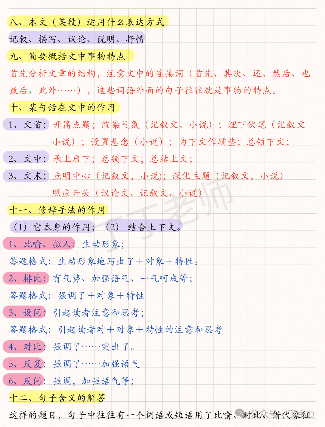 小学语文阅读理解万能公式 第3张