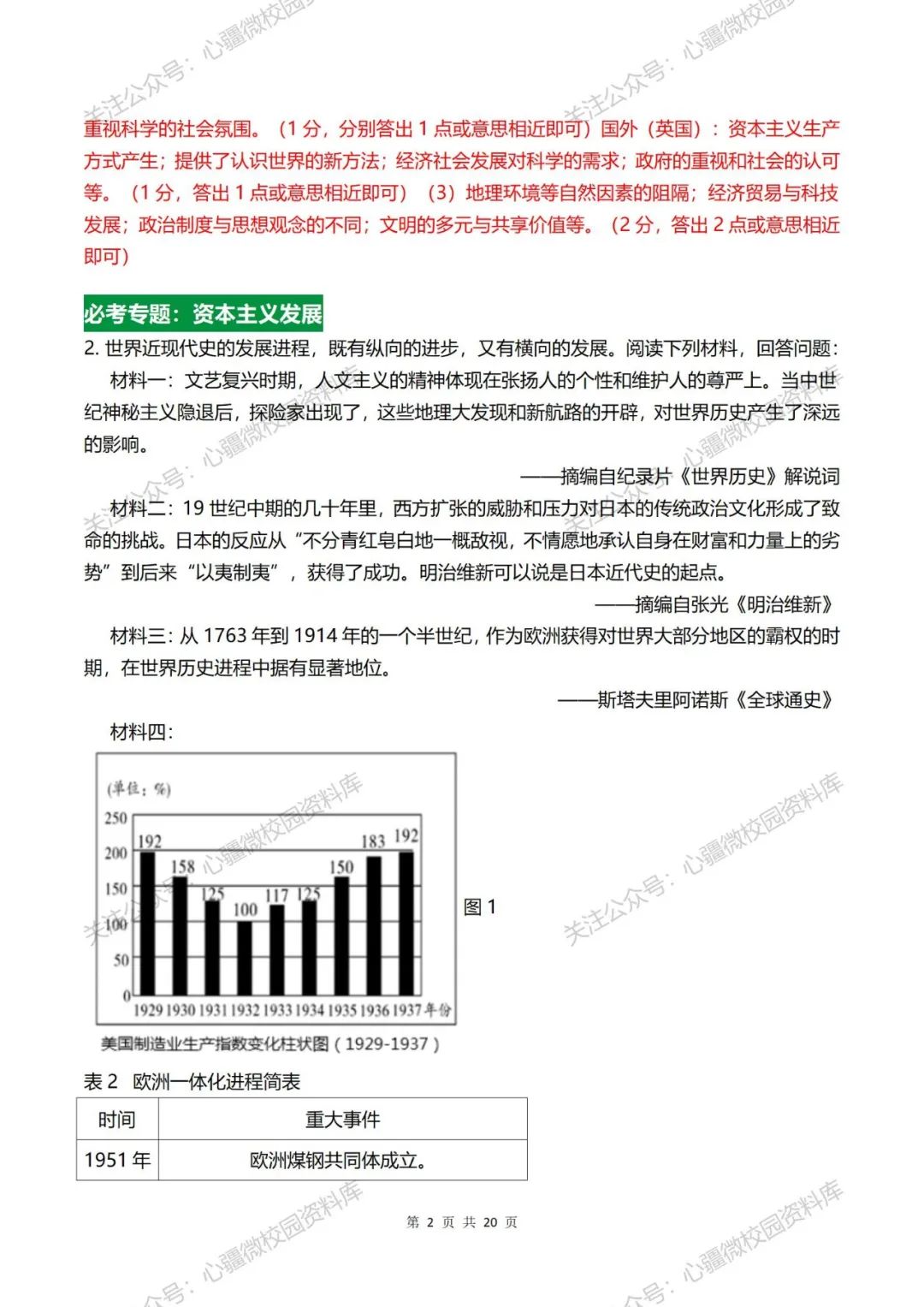 【初中历史】中考模拟主观题 第3张