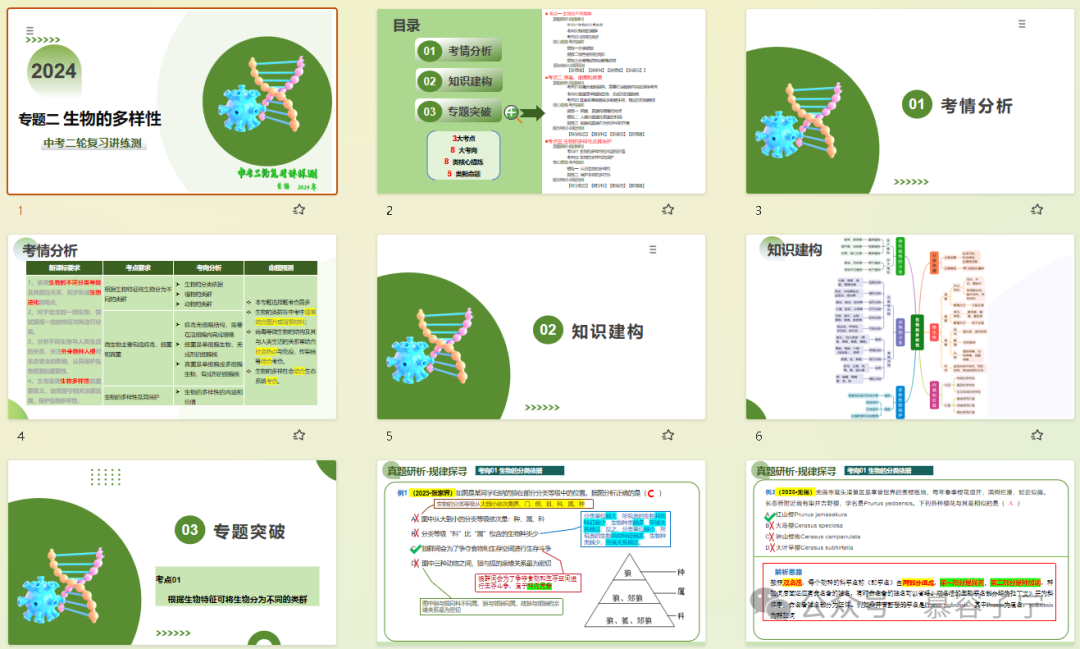 【中考生物】2024年中考生物二轮复习PPT专题二 生物的多样性 第1张