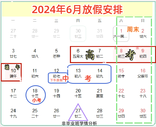 【雁江二小】2024年高考、端午节、中考、小学六年级学业质量监测期间学生放假告家长书 第4张