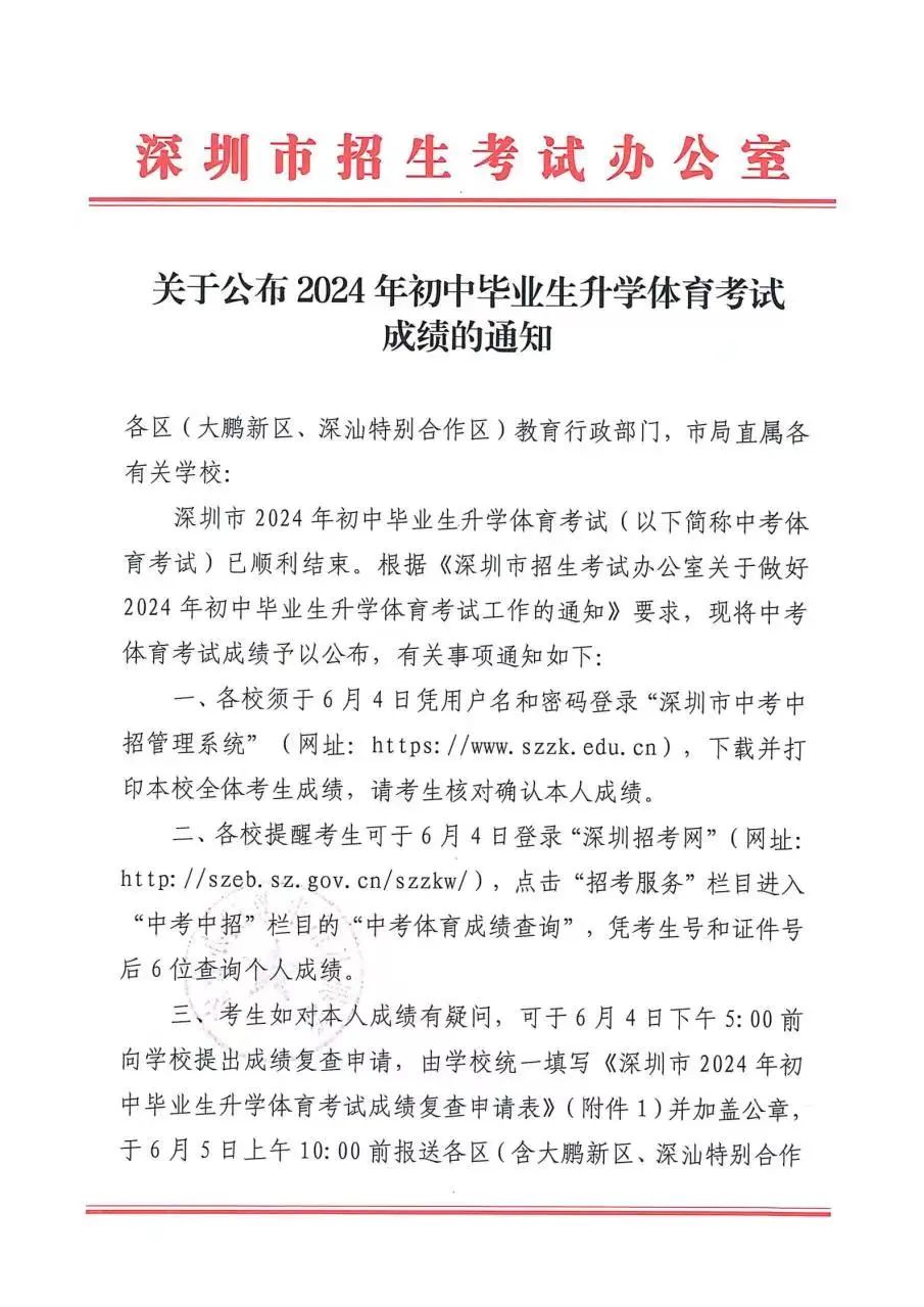 2024深圳中考体育成绩查询即将开始!6月4日可查! 第2张