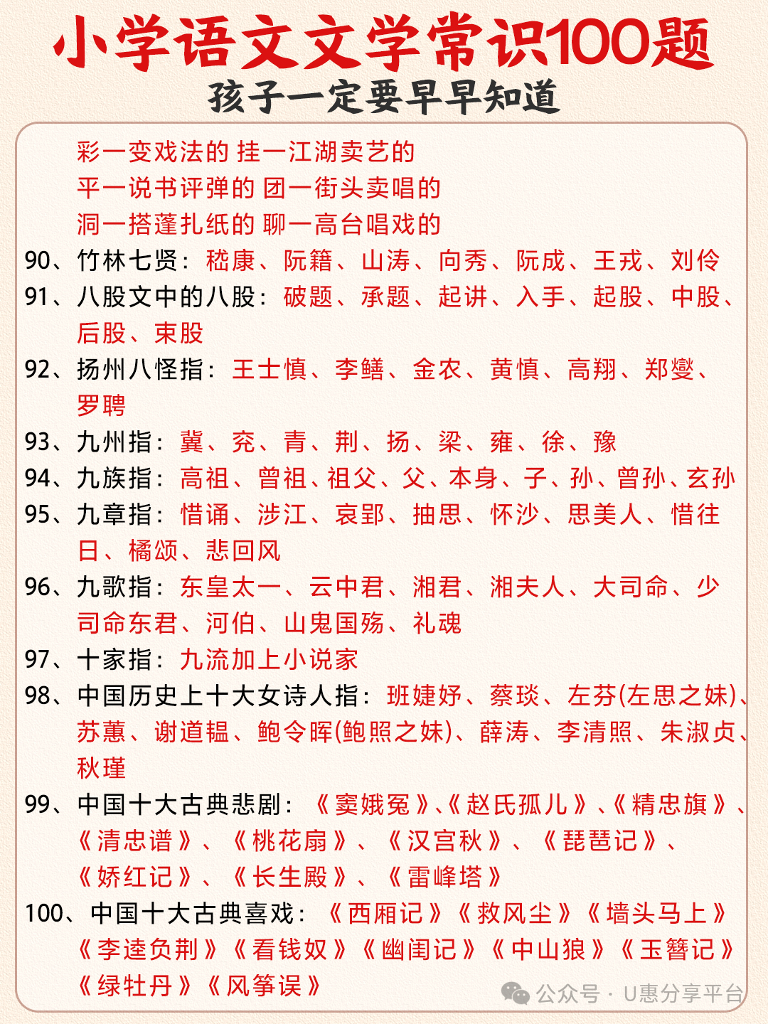 小学语文《小学语文文学常识100题》6年级(24春) 第8张