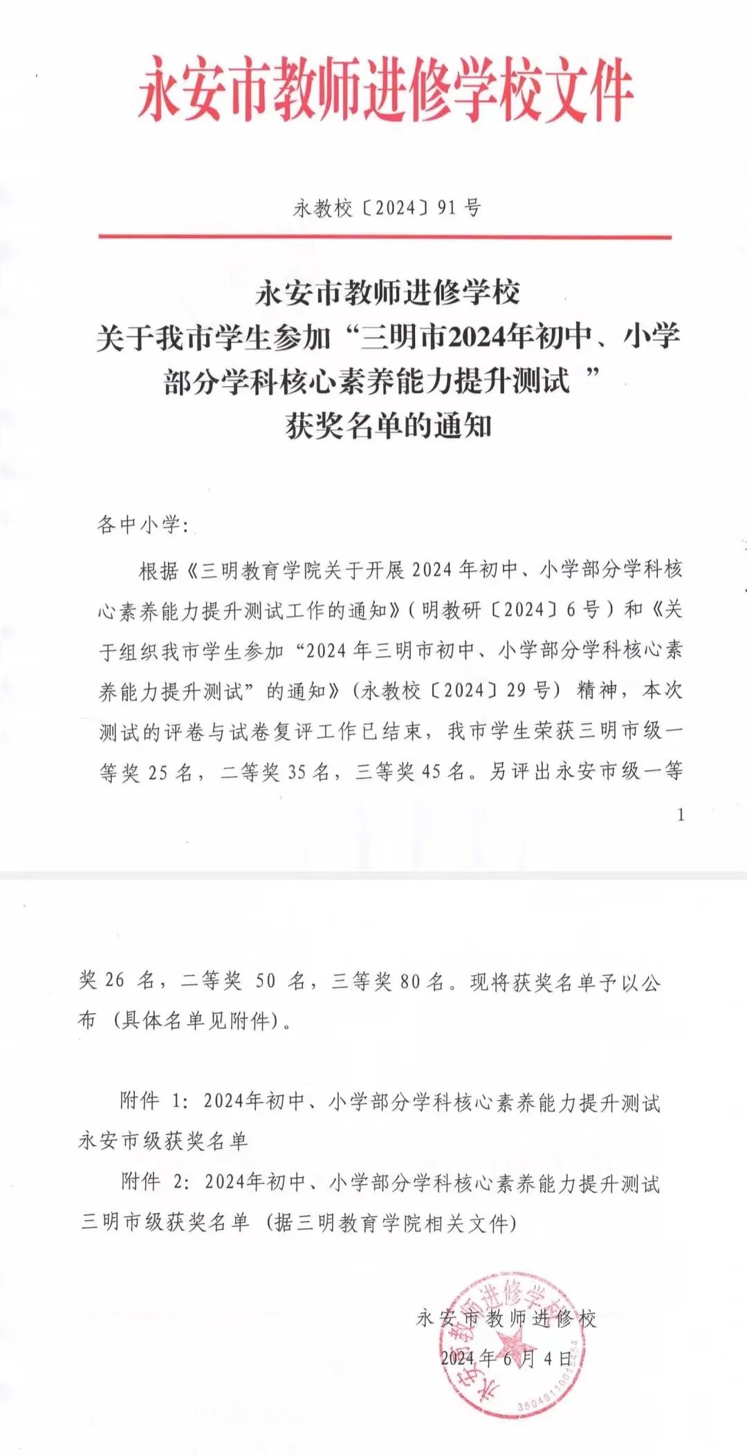 【喜报】祝贺我校学子在2024年初中、小学部分学科核心素养能力提升测试中获佳绩 第9张