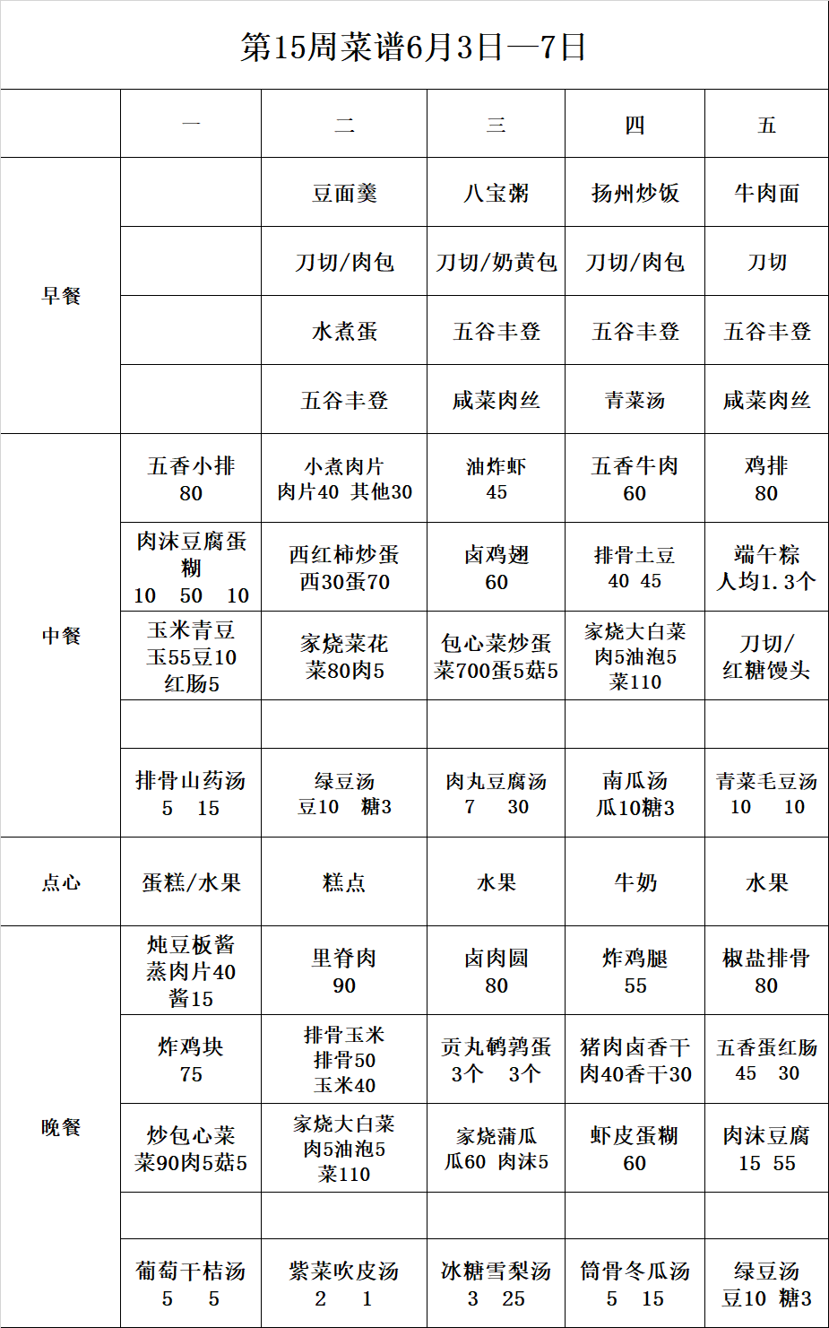 路桥区外国语小学2023学年第二学期第15周食谱 第4张