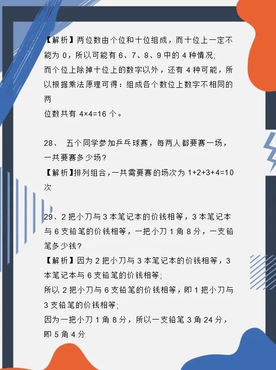 小学数学思维应用题100道!孩子掌握吃透了,成绩再差也能拿满分 第10张