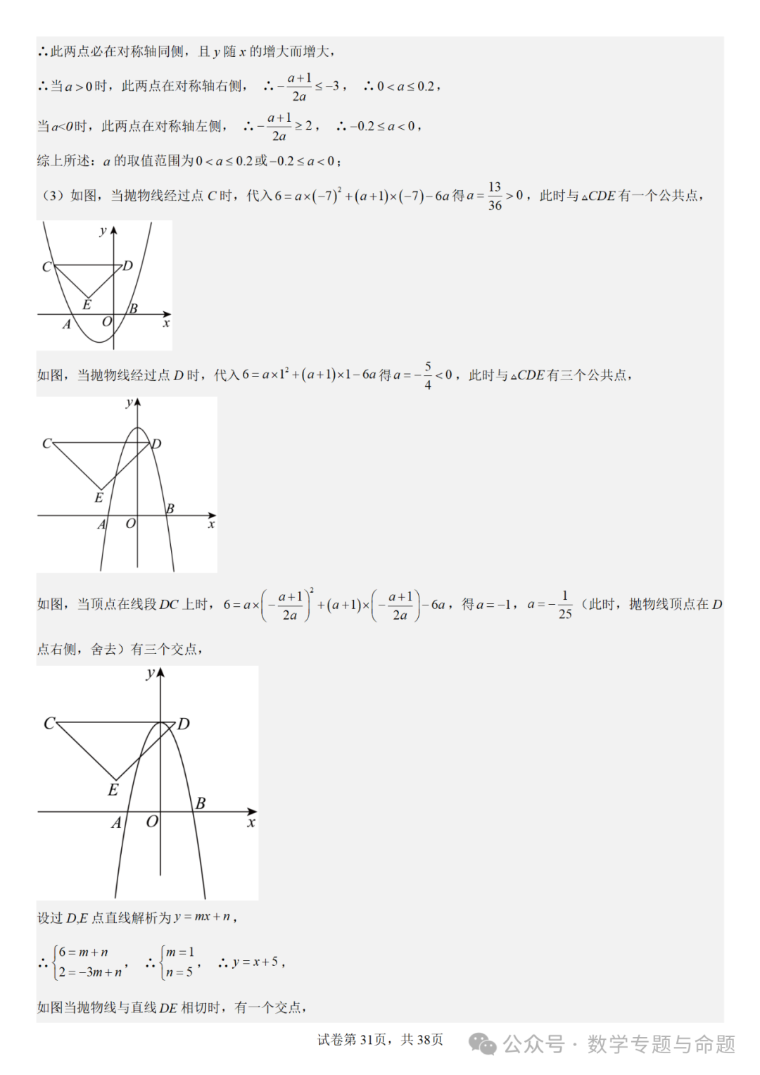 【中考复习压轴题+高中自主招生】二次函数中几类特殊点问题分析 第32张