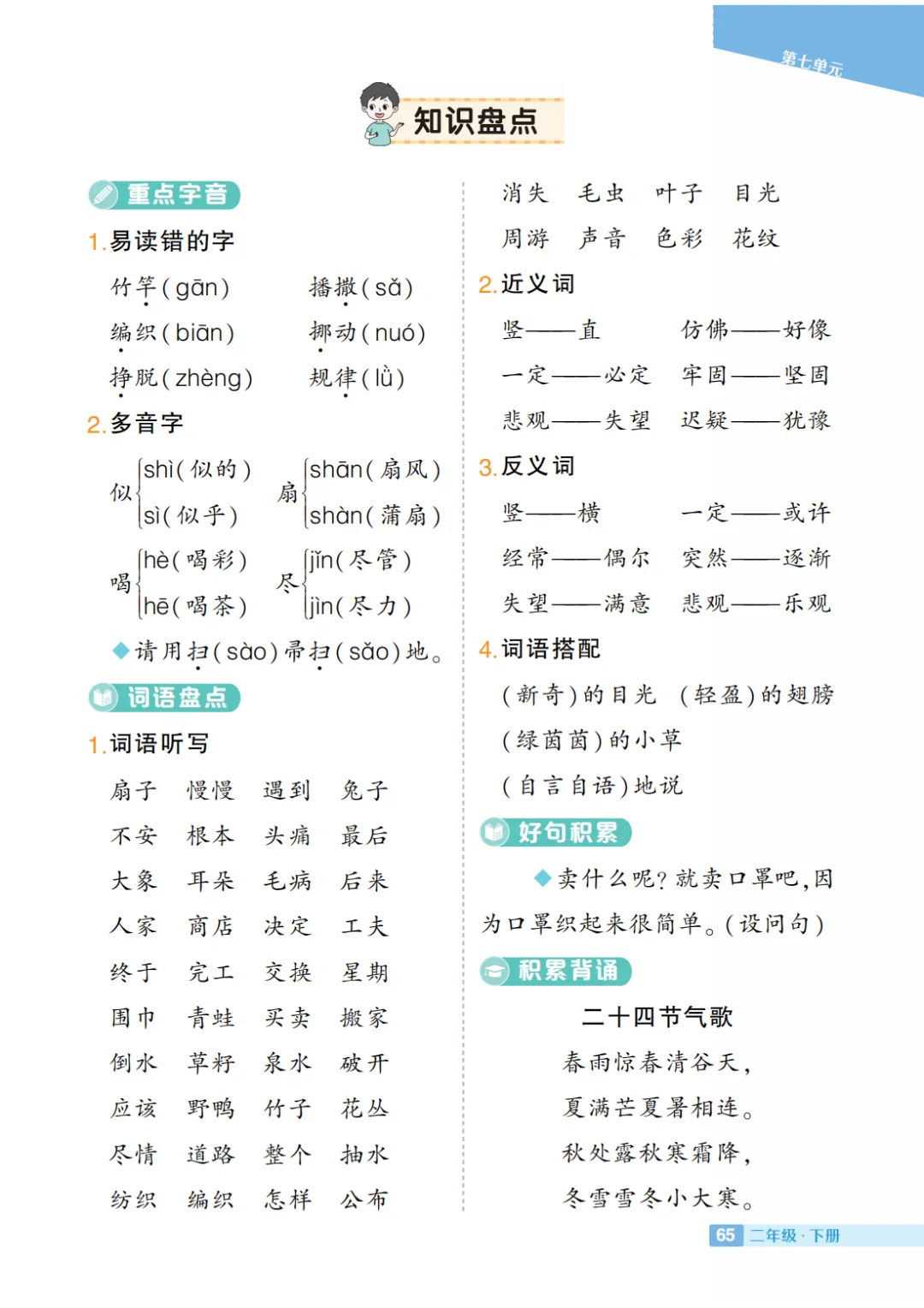 部编小学语文二年级下册:第1-8单元知识盘点 第20张