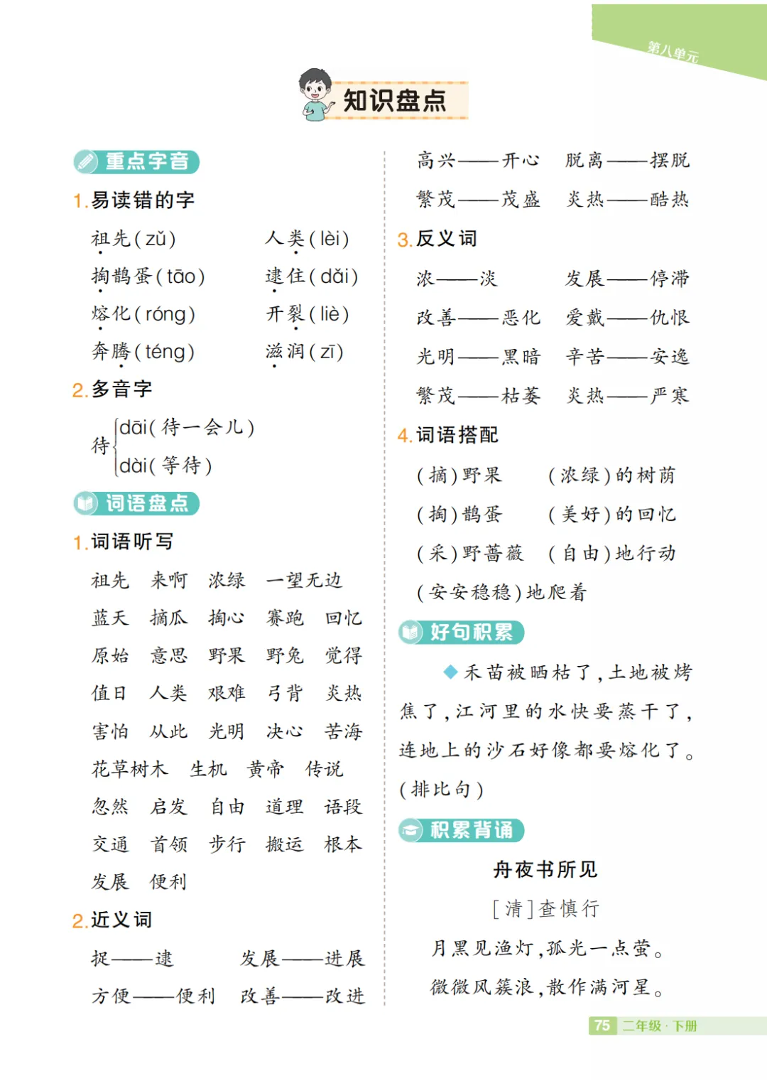 部编小学语文二年级下册:第1-8单元知识盘点 第21张