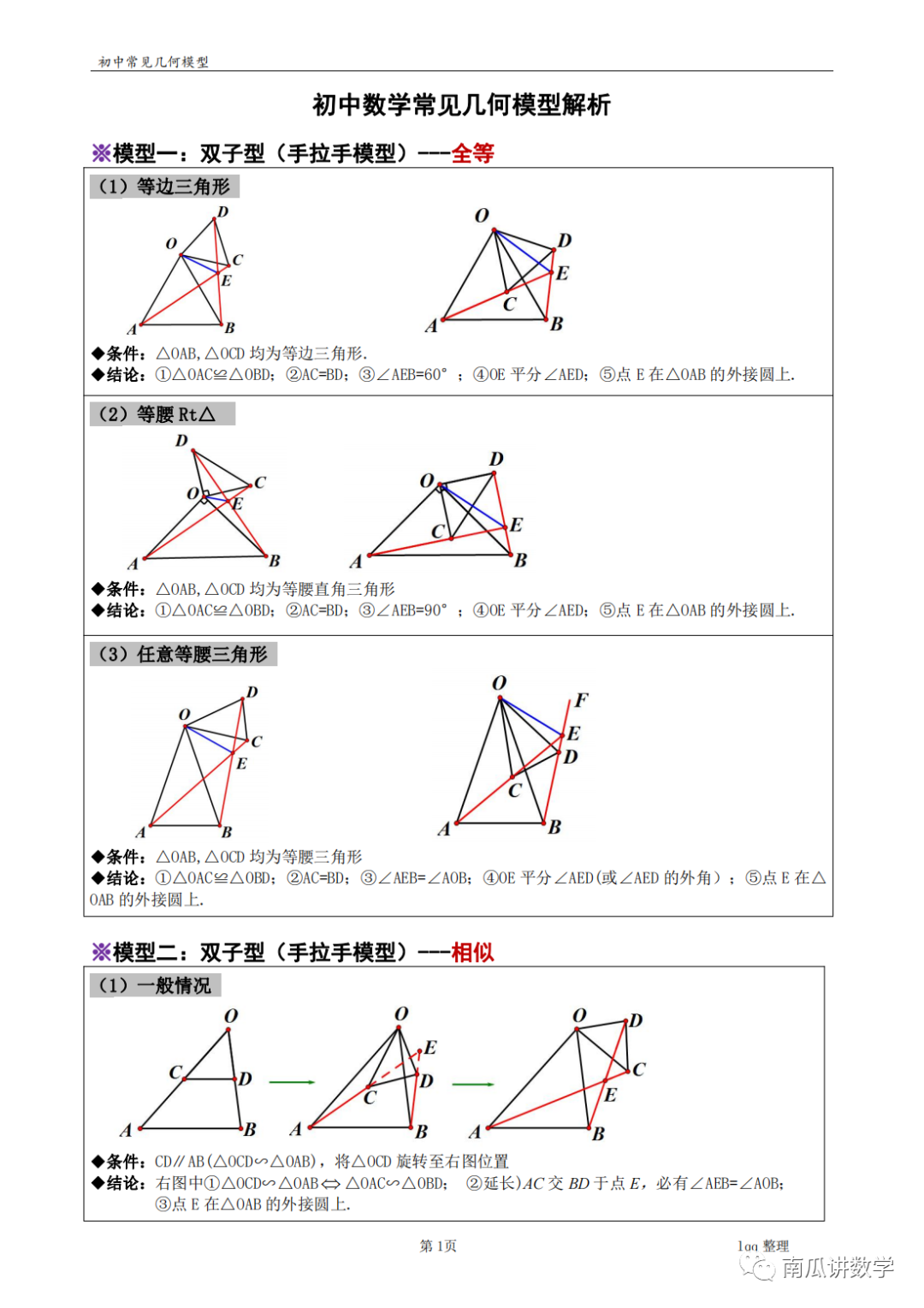 中考复习||初中数学常见几何模型解析完整版 第1张