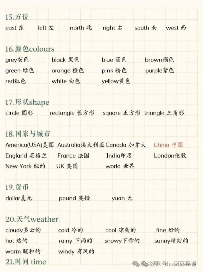 小学英语常用单词分类 第6张