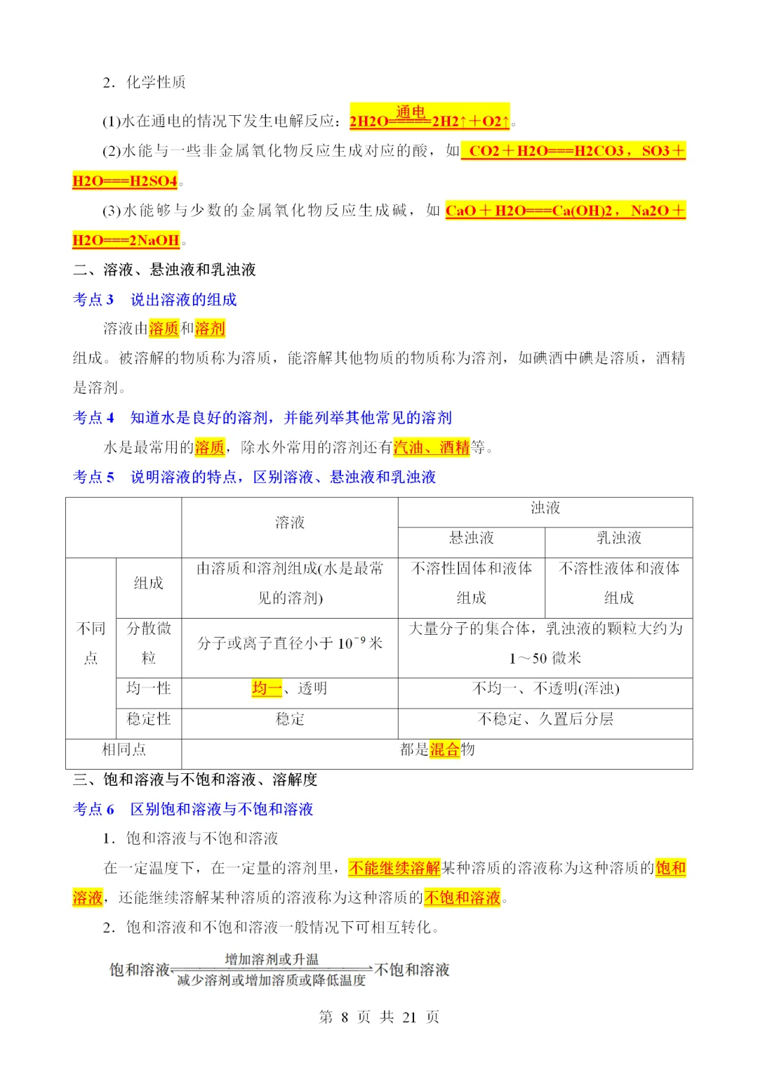 2025中考科学知识点总结（浙江版五四制）（化 第9张