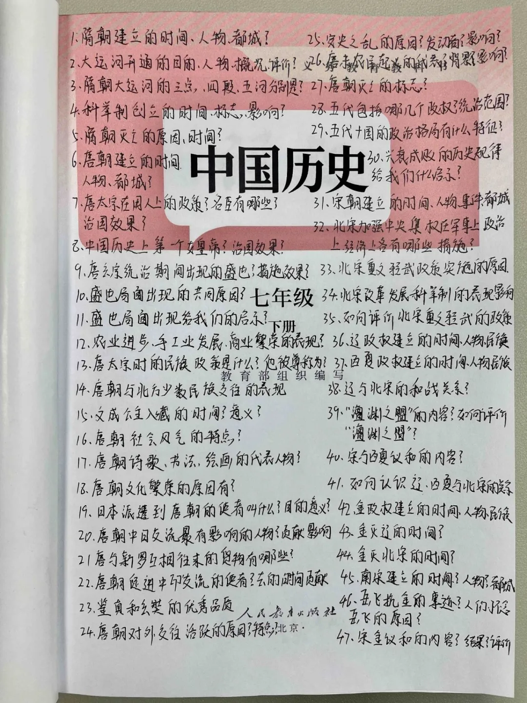 七下历史真恶心，反反复复就考这139个问题 第2张