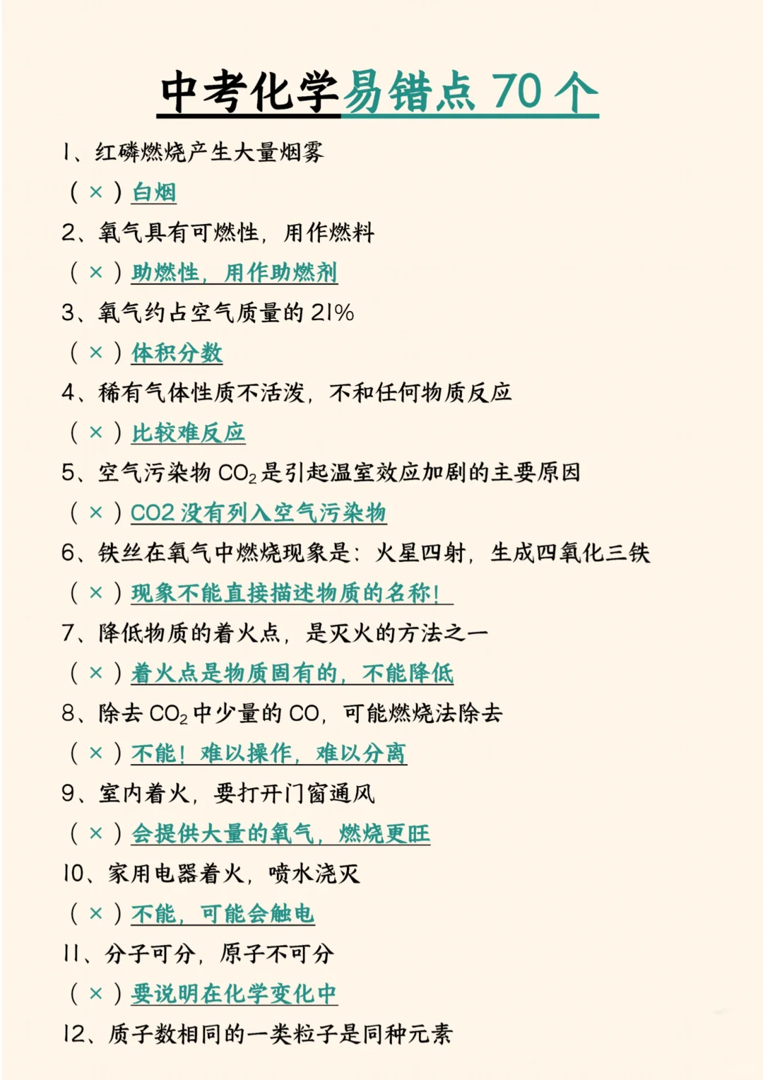 ！！中考化学提分锦囊-易错点70个 第3张
