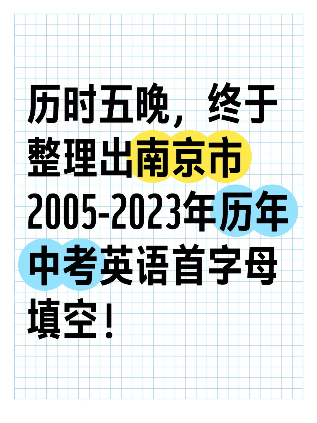 2005～2023年南京市中考英语首字母填空题 第2张