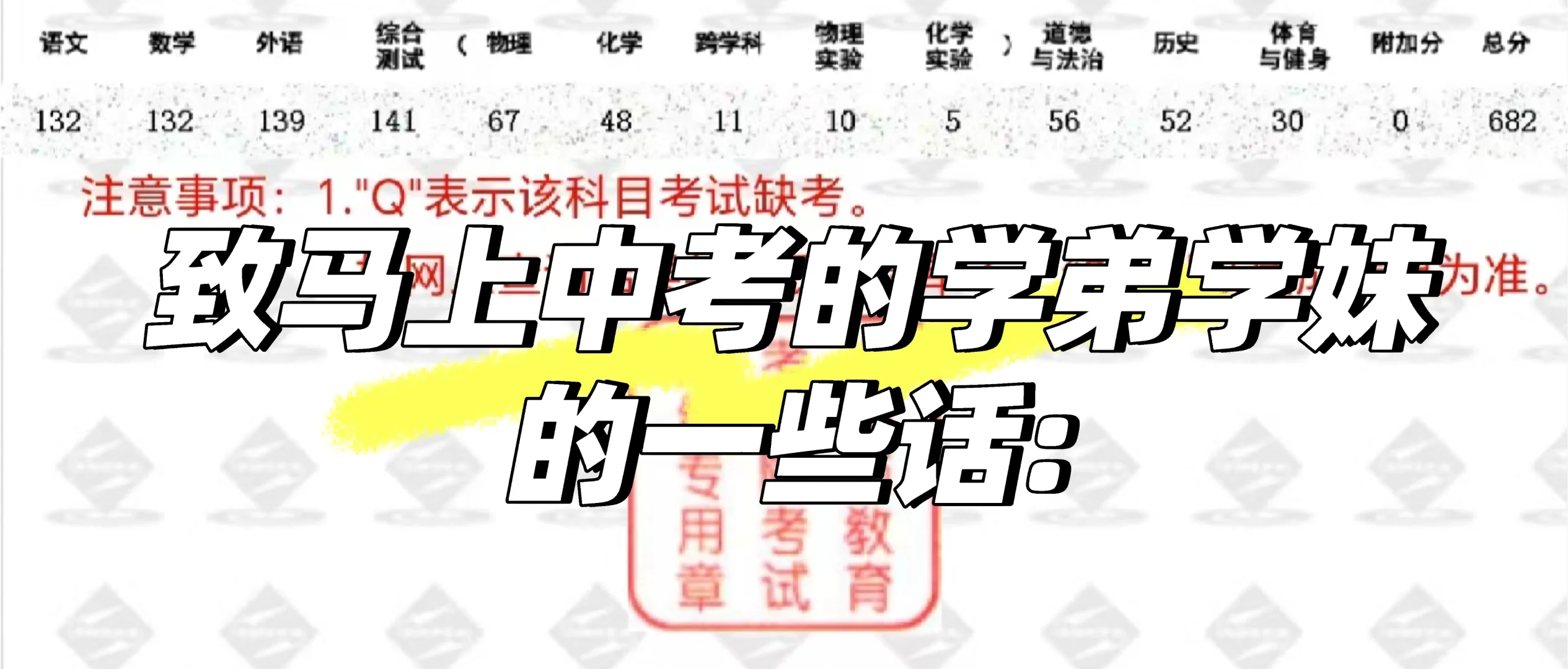 致马上中考的学弟学妹的一些话: 第1张