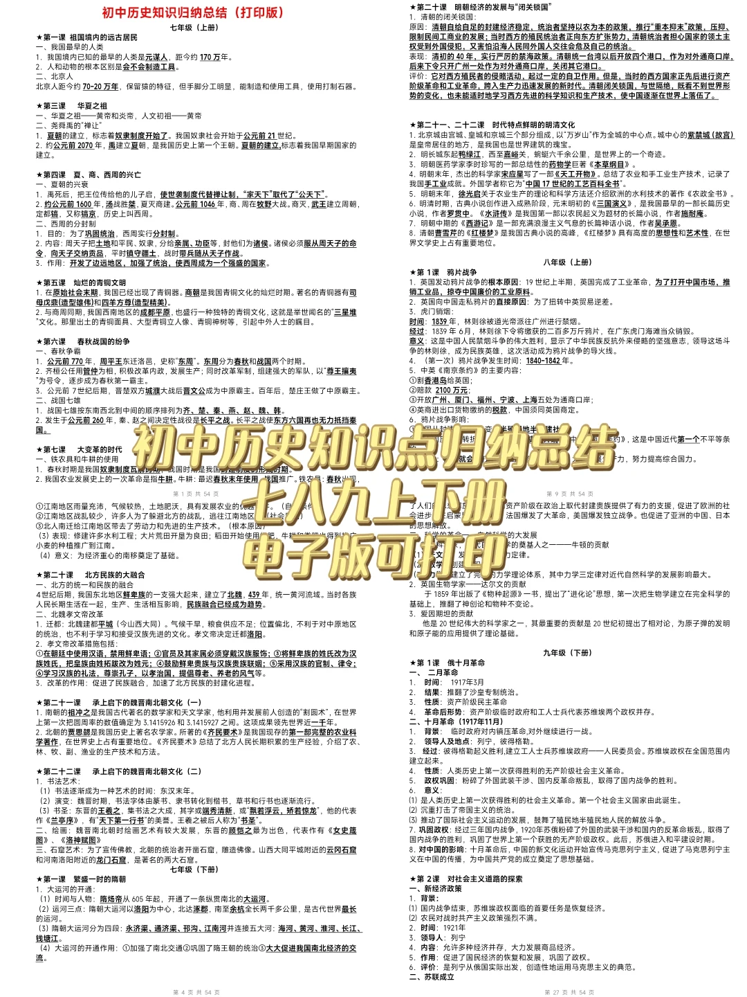 历史七八九上下册知识点总结 第3张