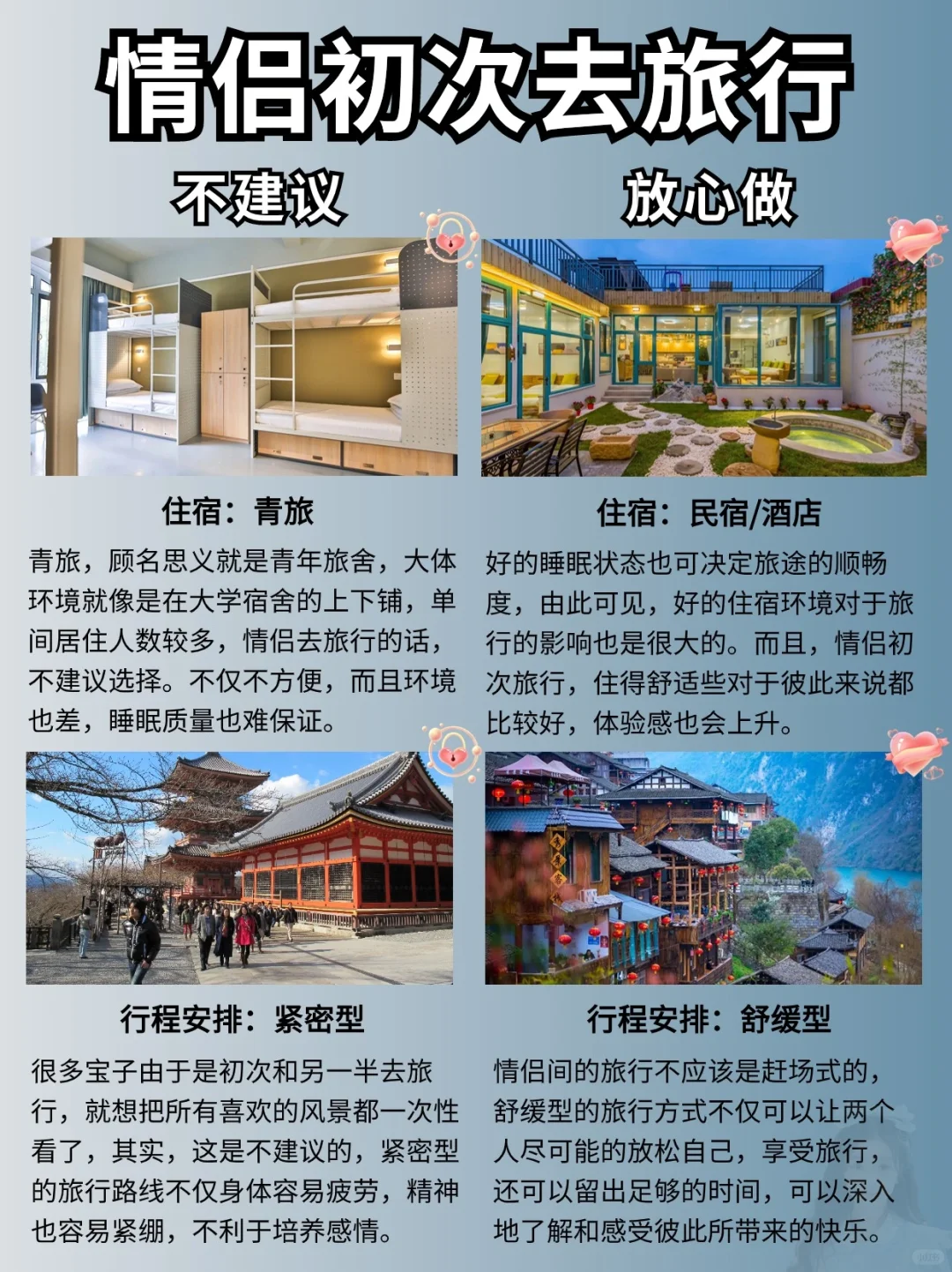 情侣初次去旅行，20条须知➕16个地点