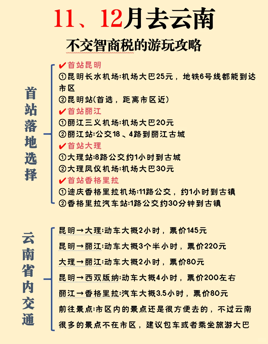 11，12🈷️云南旅游保姆级攻略，熬夜整理