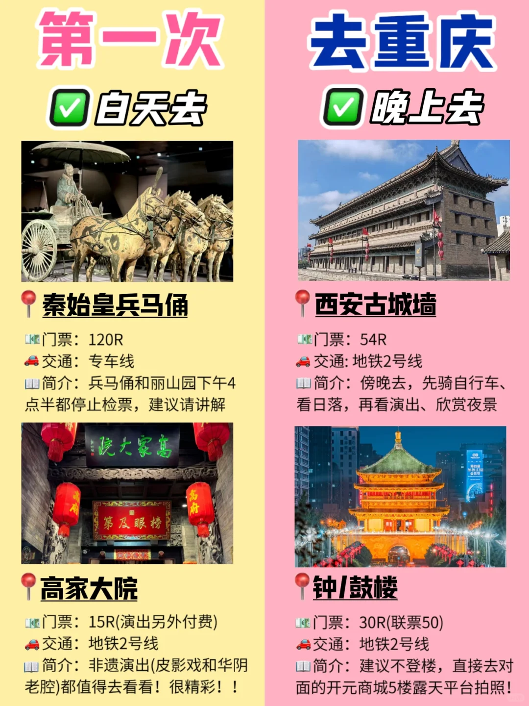 第一次来西安｜热门景点白天去🆚晚上去‼️