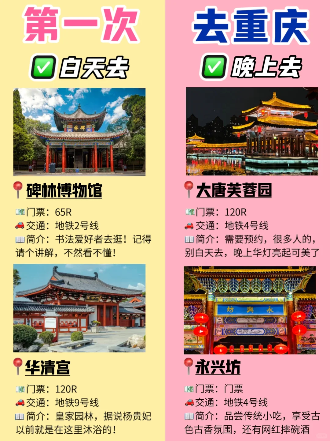 第一次来西安｜热门景点白天去🆚晚上去‼️