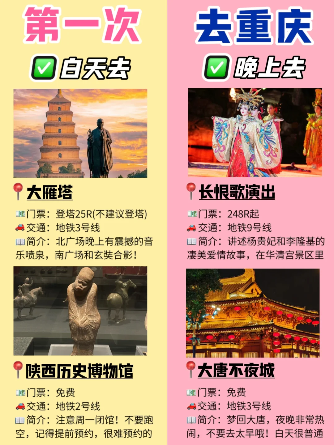 第一次来西安｜热门景点白天去🆚晚上去‼️