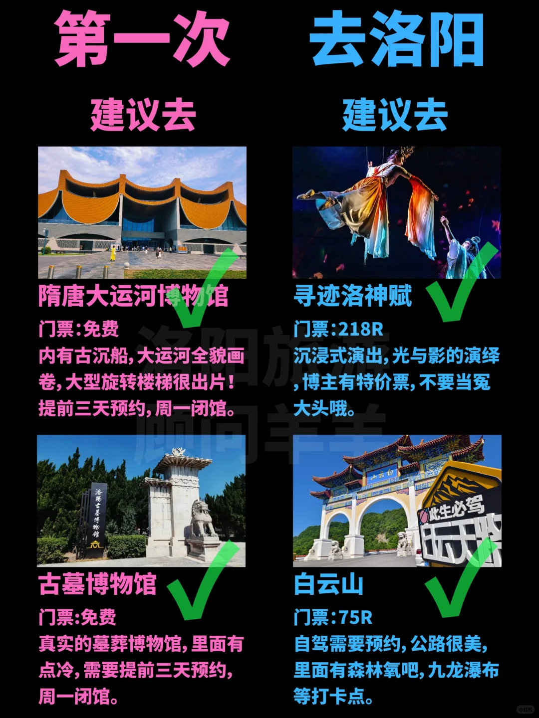 来洛阳的姐妹们，洛阳旅游攻略已经整理好了