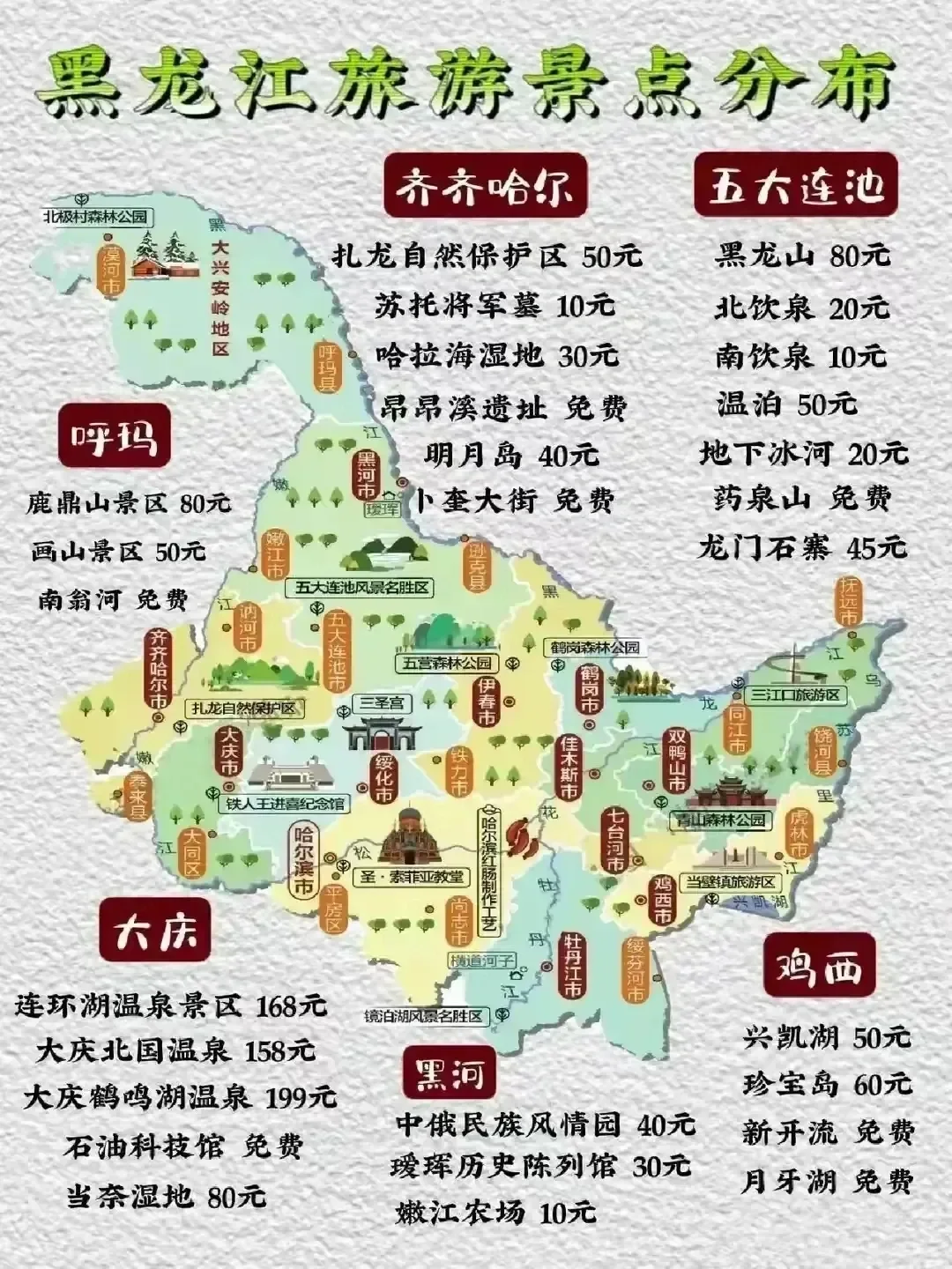 想去东北旅游，一定收藏这15张攻略地图