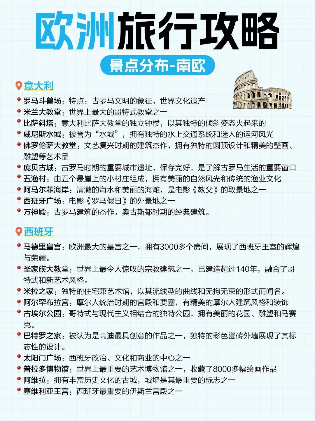 计划去欧洲的姐妹存下吧❗️很难找全的