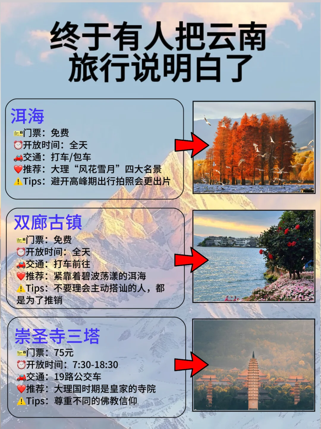 云南旅游攻略🔥5天4晚不绕行+避坑！