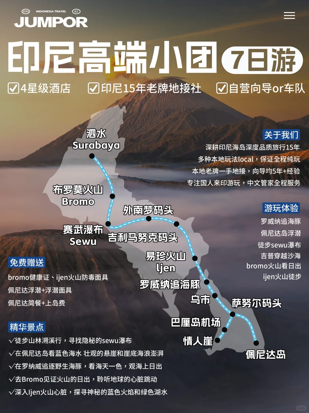 印尼7天6晚双火山+瀑布🌋chill氛围拉满！