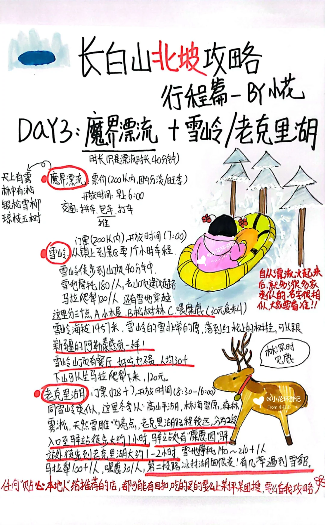 长白山🏔攻略—J人小花手绘2 行程篇超详