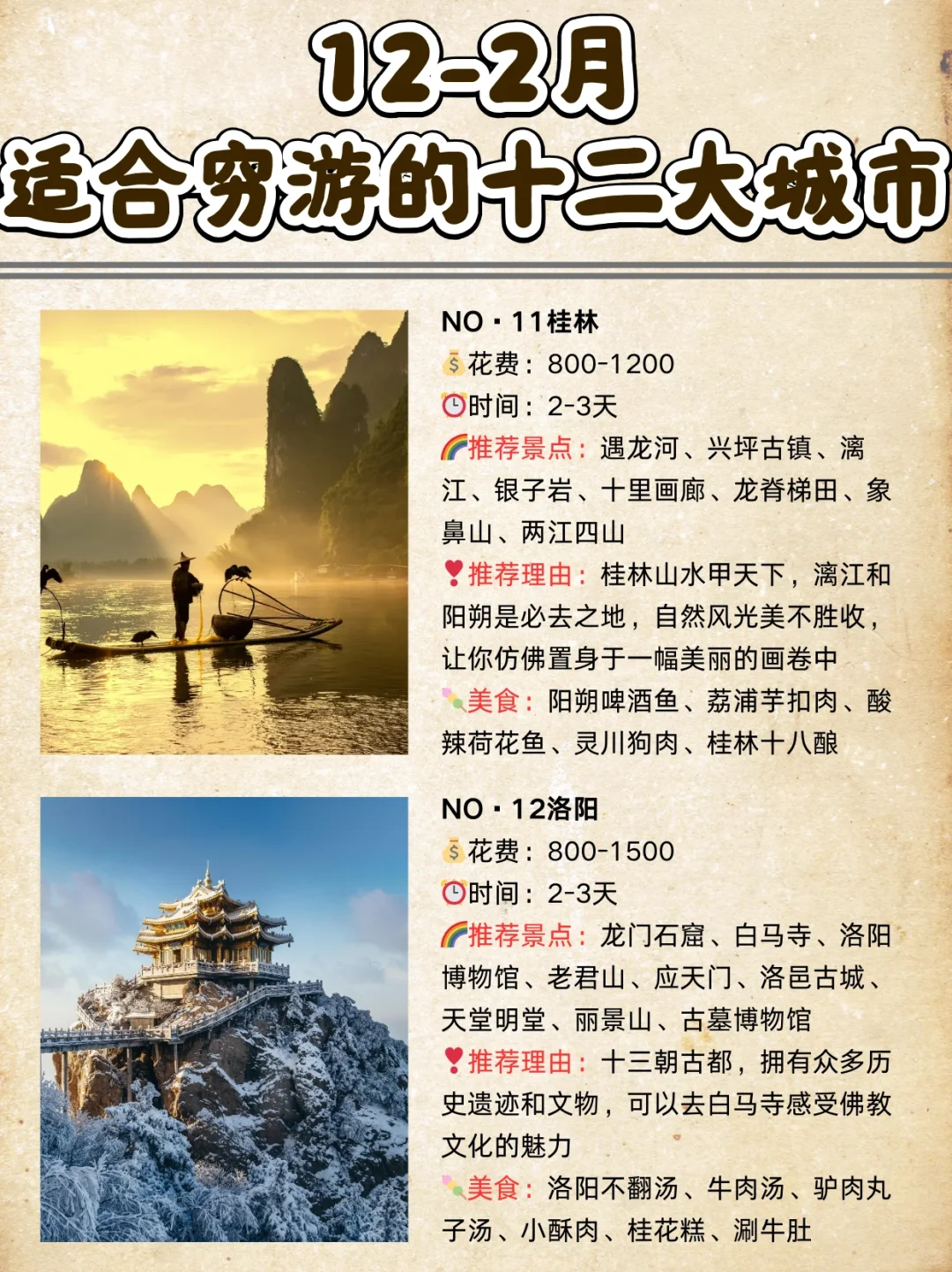 12-2月适合“穷游”的1⃣2⃣大城市