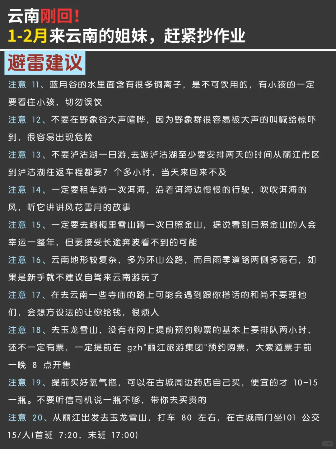 写给1-2月去云南的姐妹👭超全攻略!