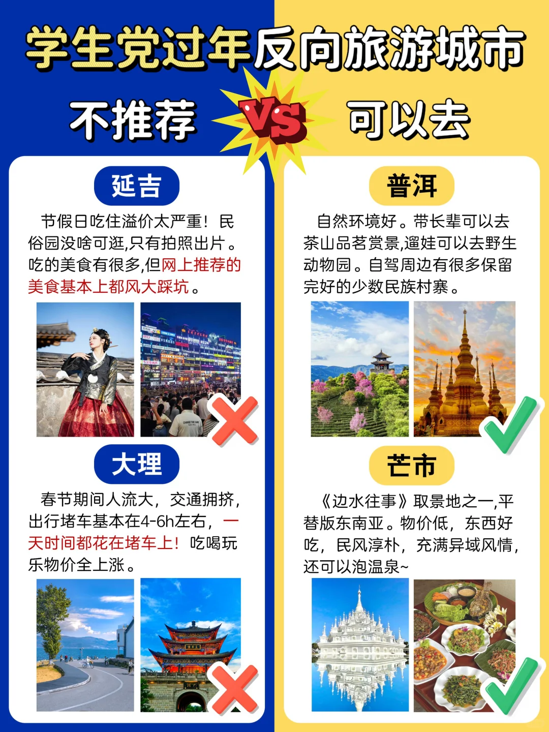 学生党🎓春节旅游攻略| 不推荐🆚可以去