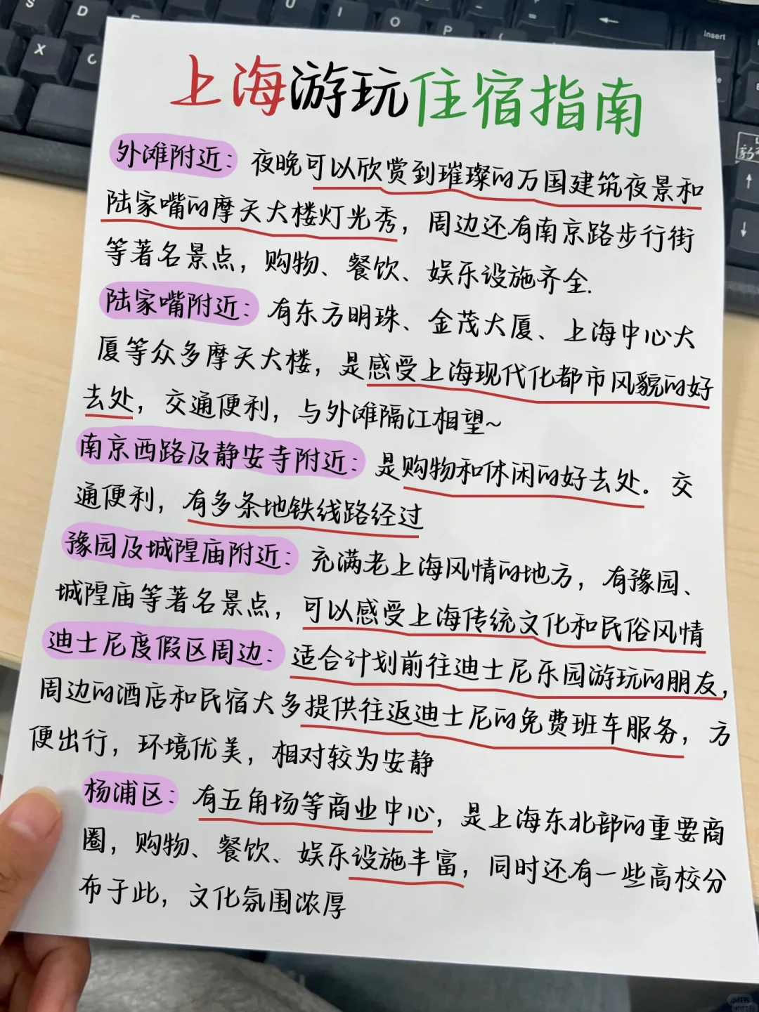 上海刚回🙋‍♂自己做的详细手写攻略❗️
