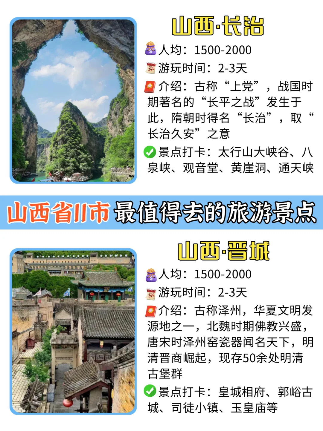山西11市旅游景点大合集｜游玩攻略