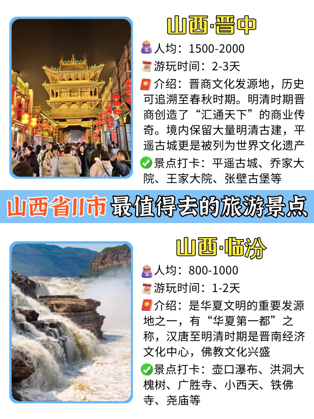 山西11市旅游景点大合集｜游玩攻略