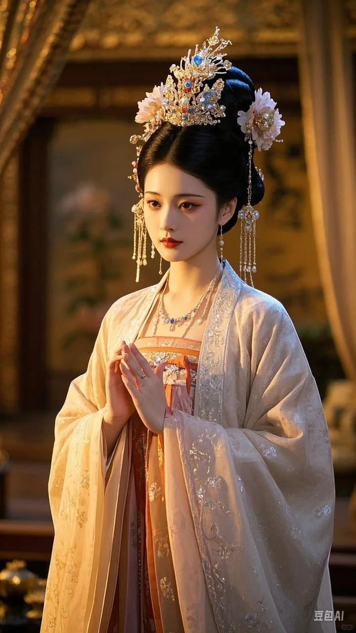 惊鸿一瞥，汉服佳人似画中来，后附咒语