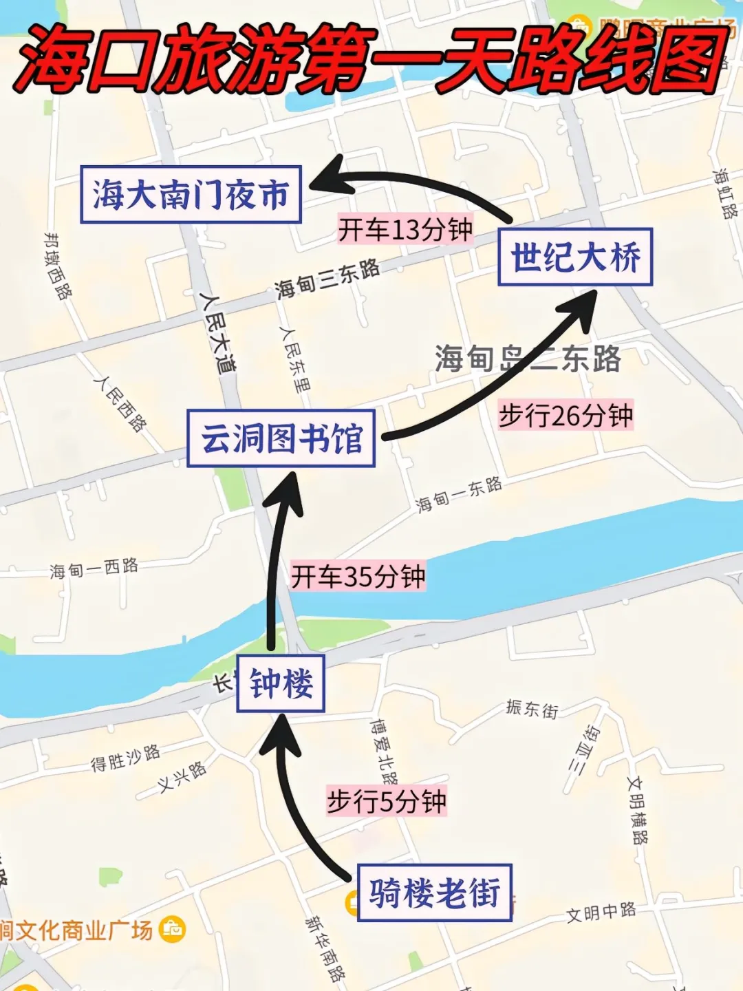 海口超全景点地图🗺️附三天两夜旅游攻略