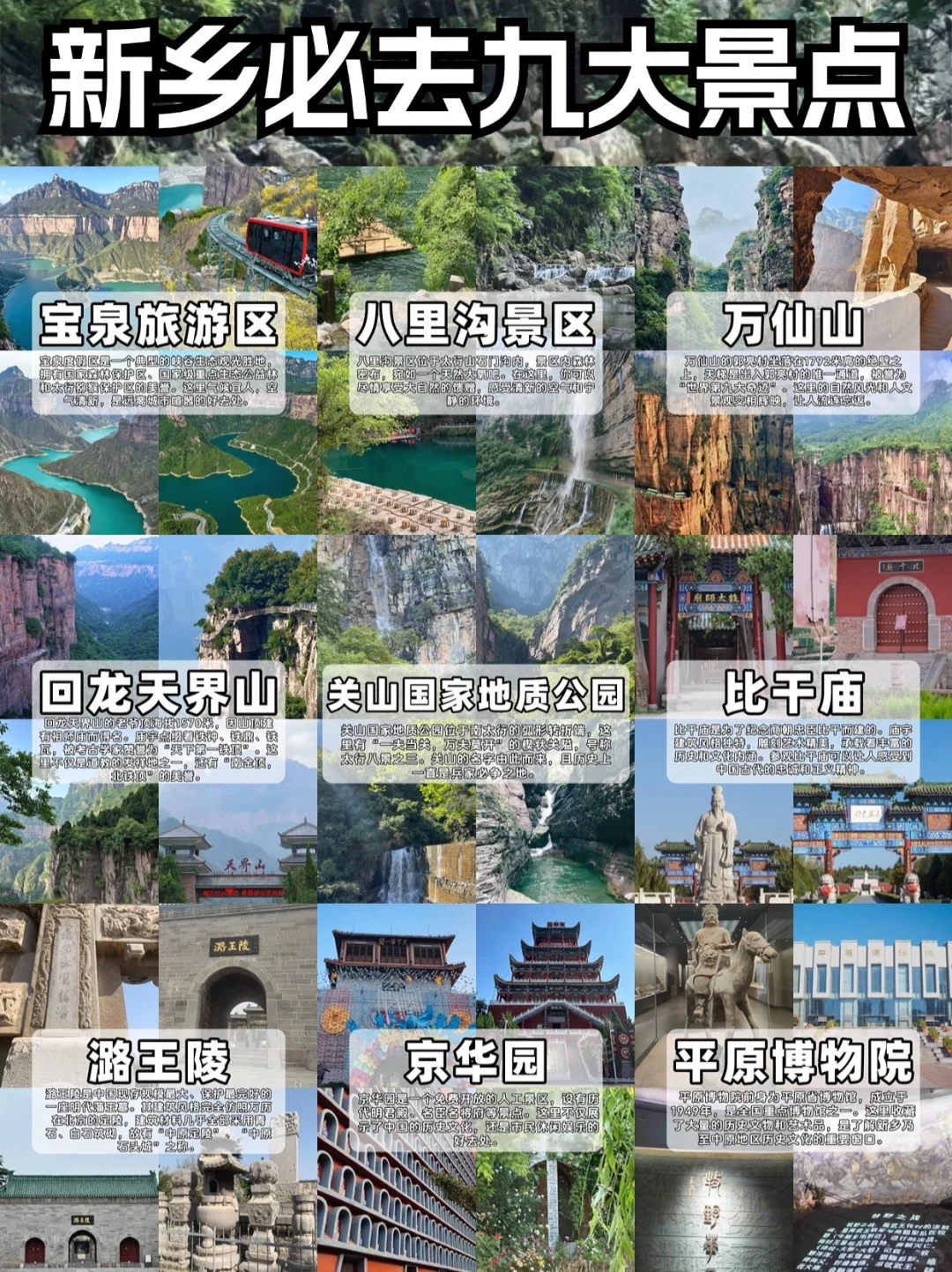🔥新乡必去的九大景点，旅游前必看攻略