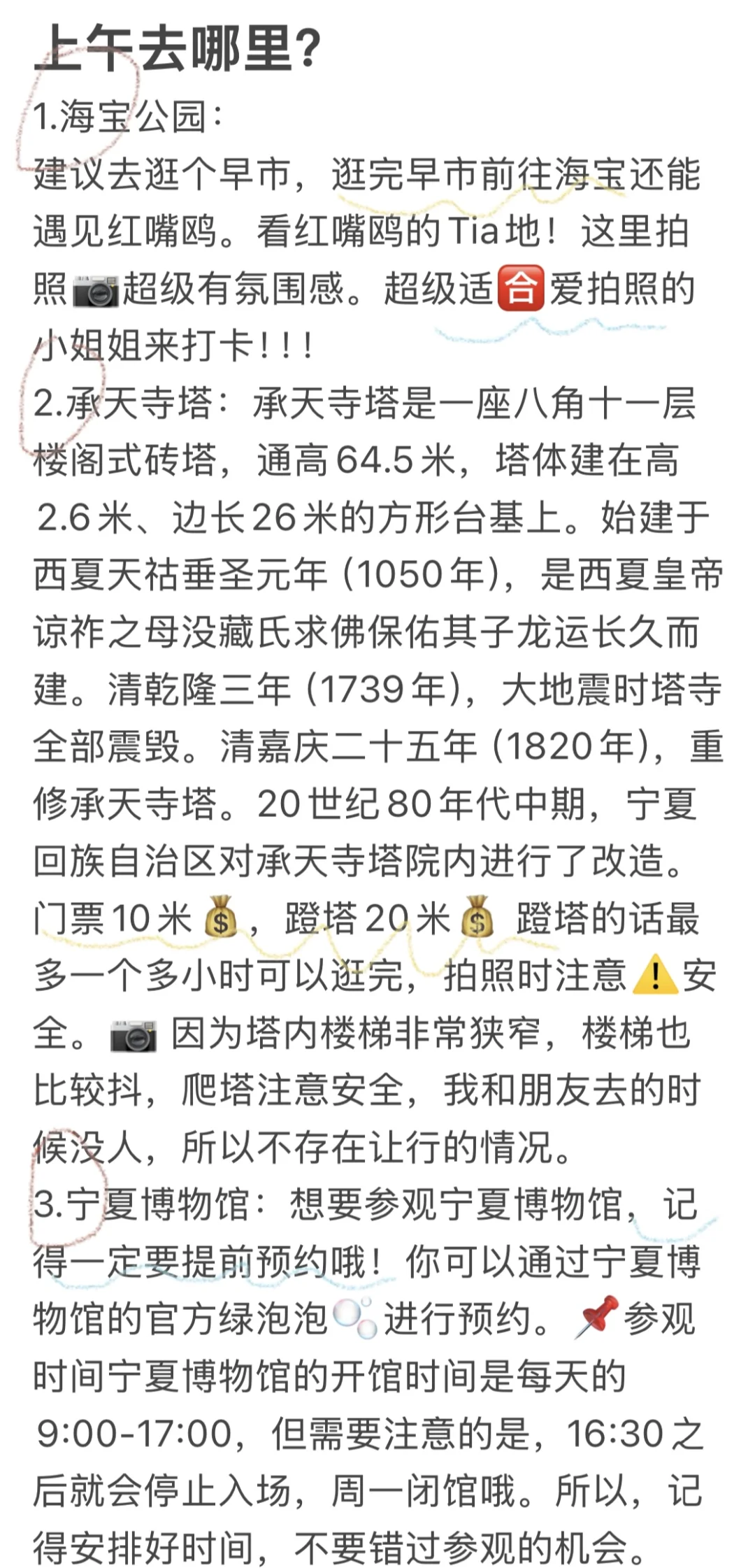 银川本地人🙋花了一天时间整理的旅游攻略