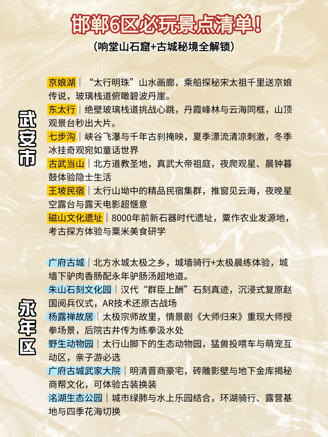 邯郸6区必玩景点清单！