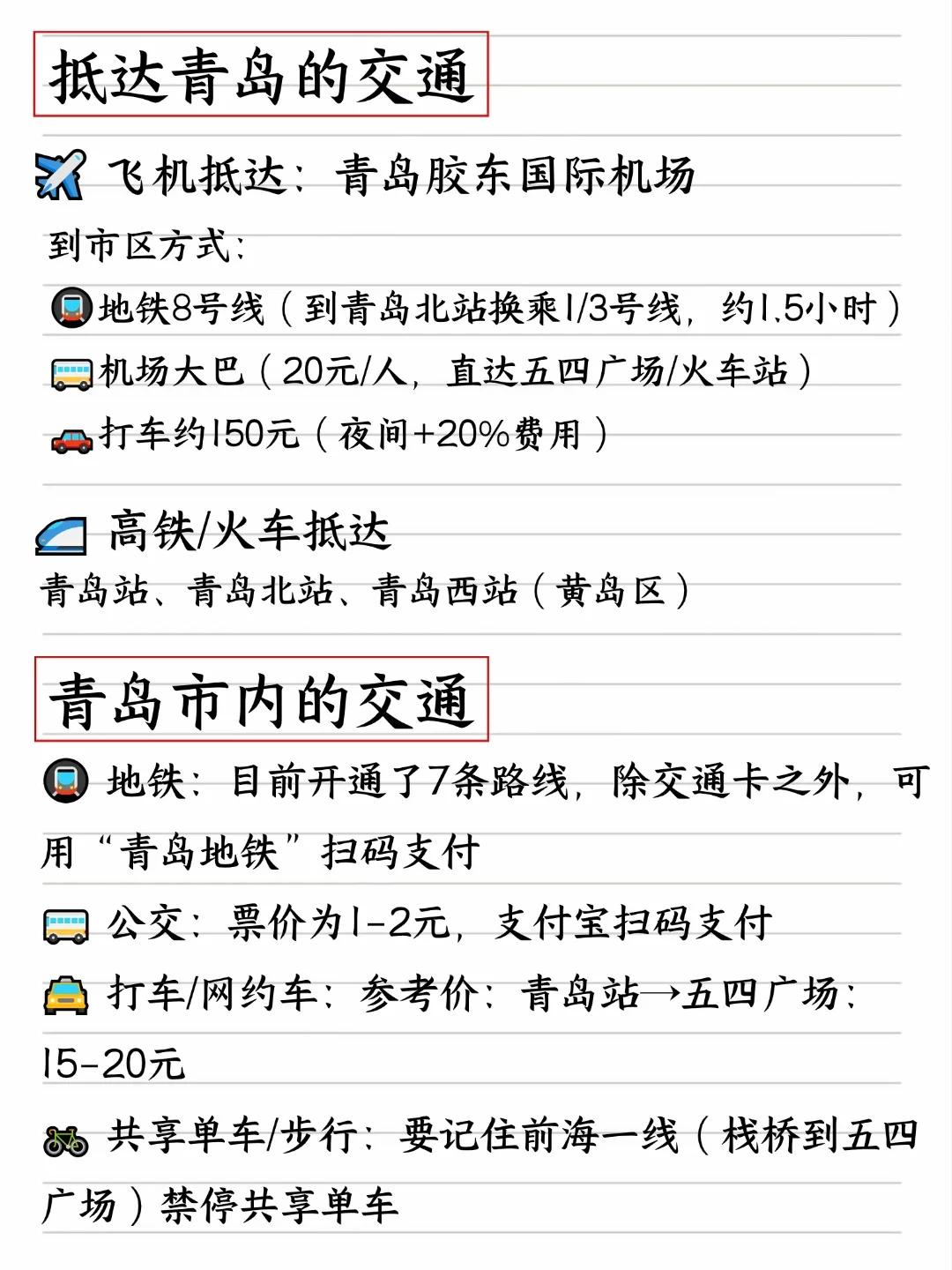 青岛三天两夜旅游攻略，手写了两天！