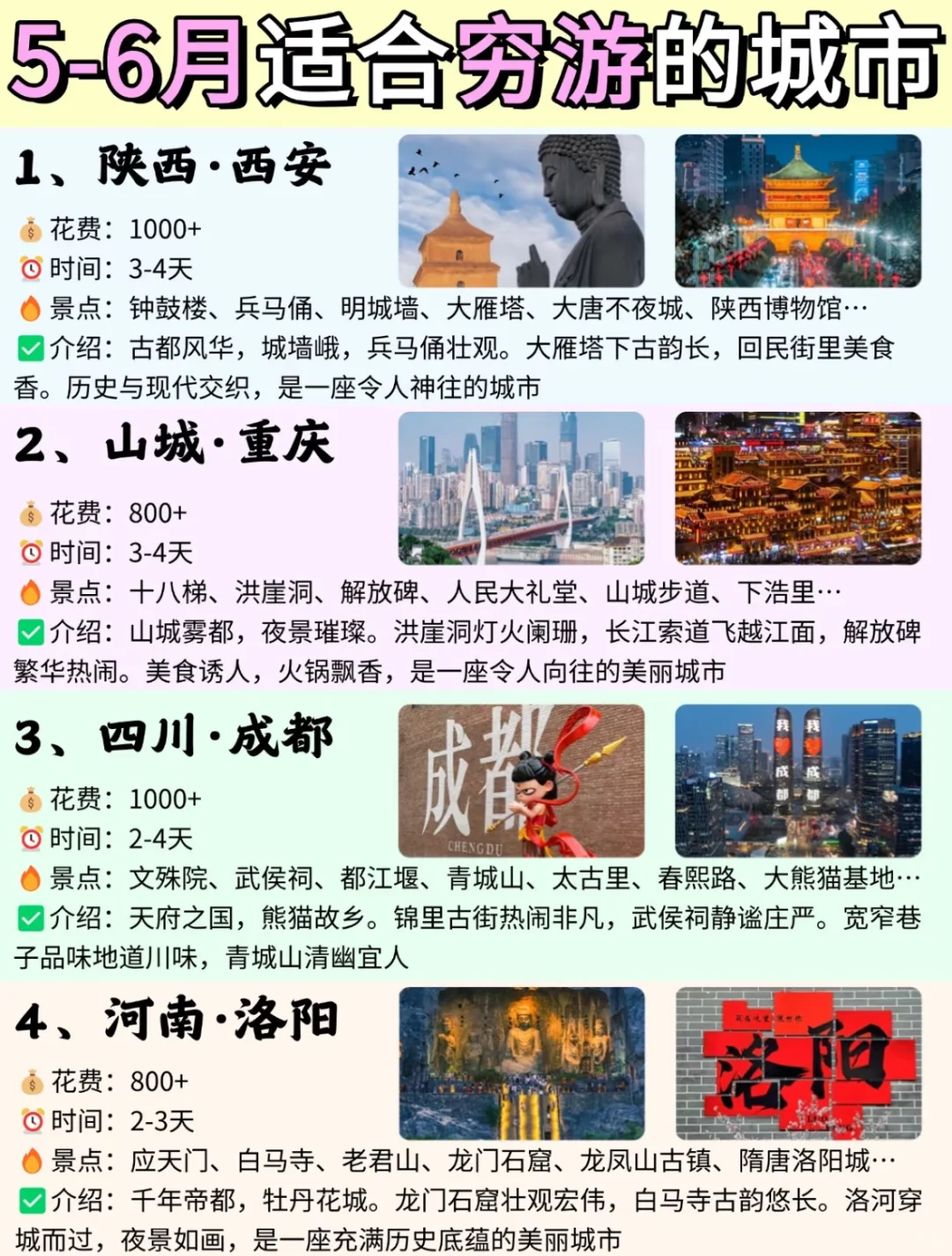 5-6月适合穷游的城市🍃不能错过❗️❗️❗️