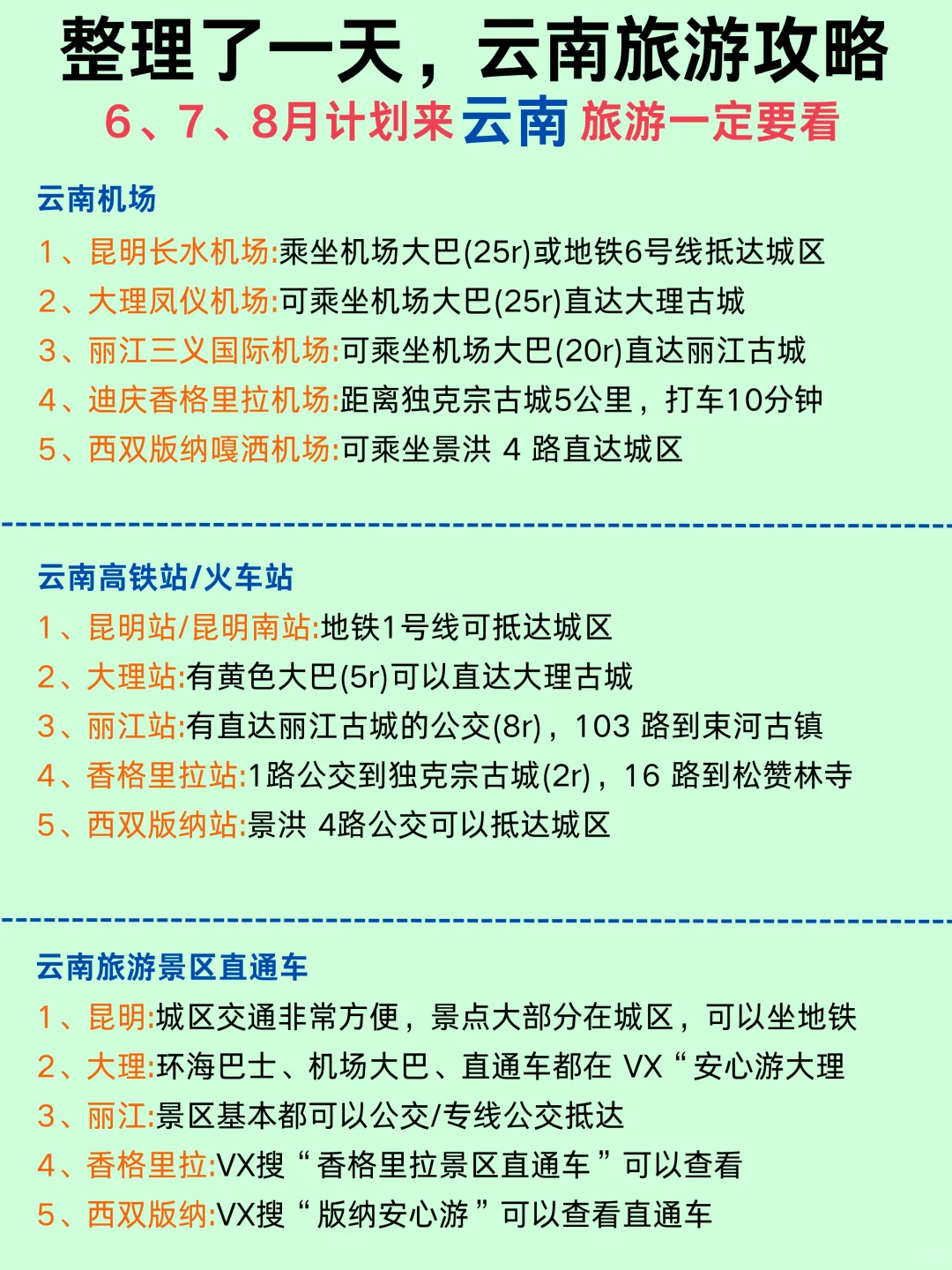 整理了一天，云南旅游攻略