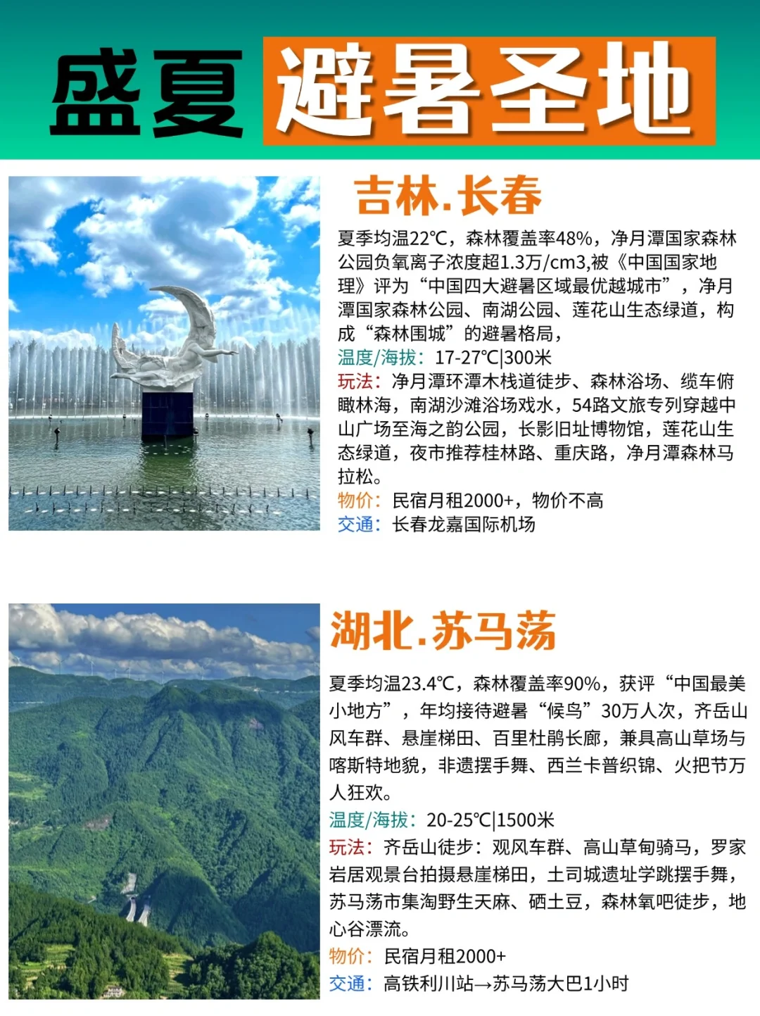 暑假出游，避暑城市排行，国内最凉快的地方