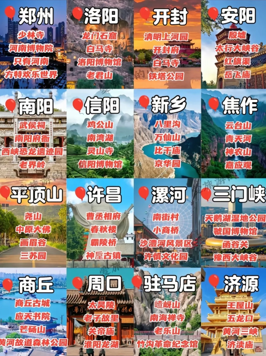 河南16城攻略：300+成功打卡