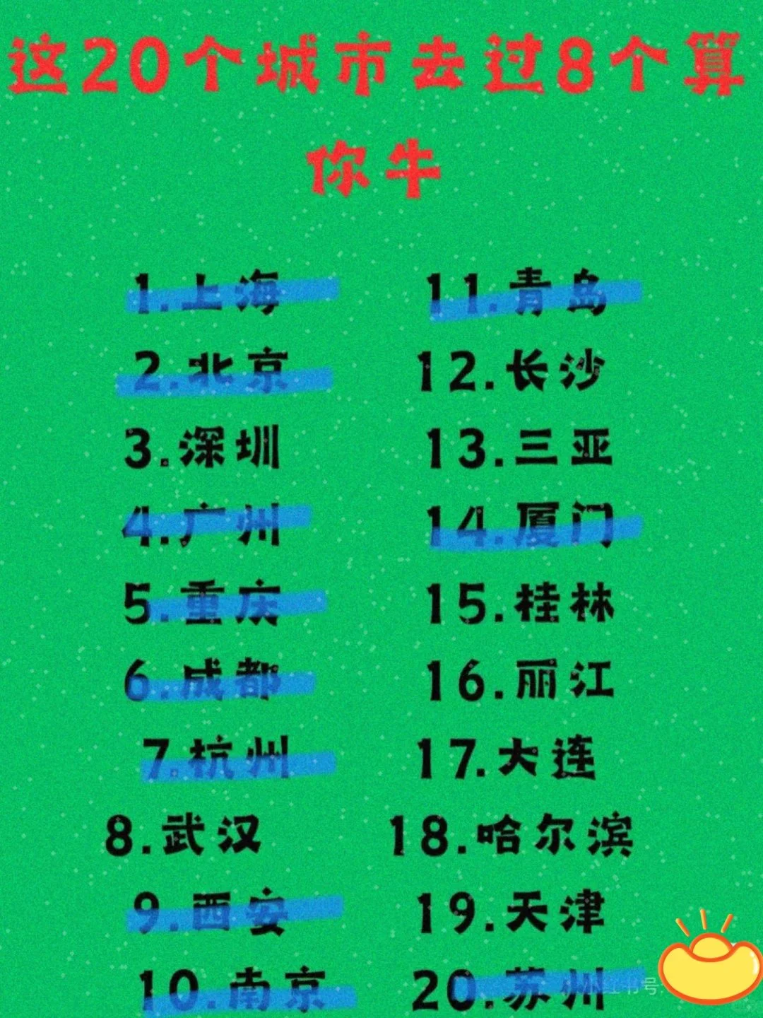 📷旅游必打卡城市你去过几个？